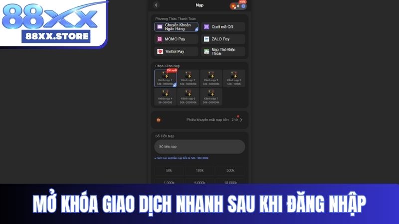 Mở khóa giao dịch nhanh sau khi đăng nhập